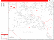 Chino Hills  Wall Map Red Line Style